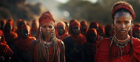 Samburu Tribe - Close relatives of the Maasai people.Generated with AI - obrazy, fototapety, plakaty