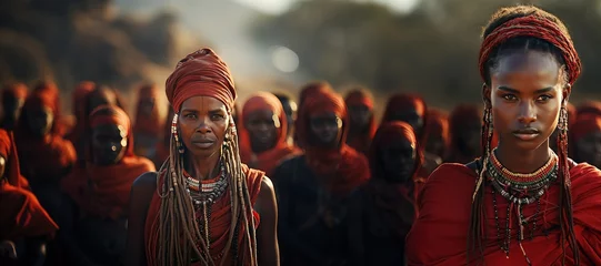 Selbstklebende Fototapeten Samburu Tribe - Close relatives of the Maasai people.Generated with AI © Chanwit