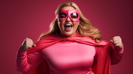 Funny Superhero woman. Generative Ai - obrazy, fototapety, plakaty