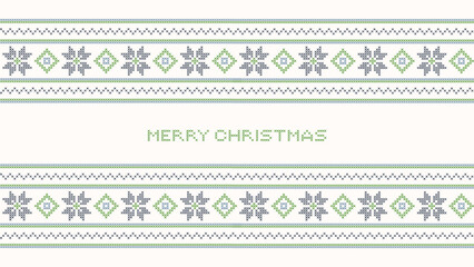 Christmas embroidery illustration, cross-stitch merry xmas text, hand craft needlework winter holiday design