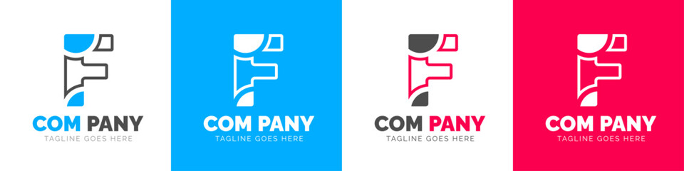 corporate modern business creative Minimal company Letter F logo icon vector design template set.
