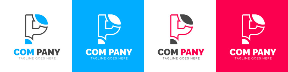 corporate modern business creative Minimal company Letter P logo icon vector design template set.
