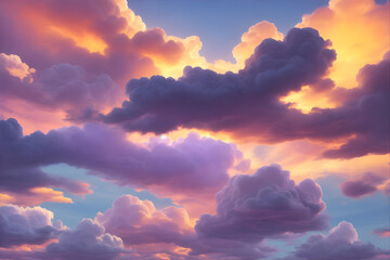 Picturesque cloudscape. Realistic cloudy sky illustration. Generative AI - obrazy, fototapety, plakaty