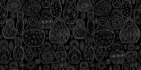 Seamless pattern with russian nesting dolls, Matryoshka