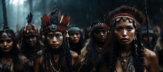 Mentawai Tribe - Indigenous to the Mentawai Islands of Indonesia.Generated with AI - obrazy, fototapety, plakaty