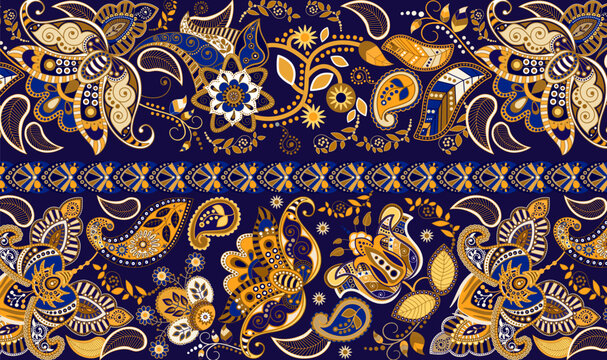 Colorful paisley pattern for textile, cover cloth, wrapping paper, web. Ethnic vector wallpaper with decorative elements, decorative backdrop, Indian vector batik, Indonesia.