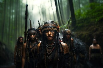 Yanomami Tribe in the Amazon Rainforest.Generated with AI