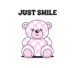 Decorative slogan and cute pink bear illustration, vector for t shirt graphics, card, poster, wall art, sticker, cover designs