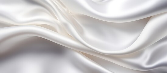 Silky white fabric plain background close up