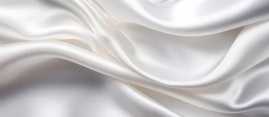 Türaufkleber Silky white fabric plain background close up © AkuAku