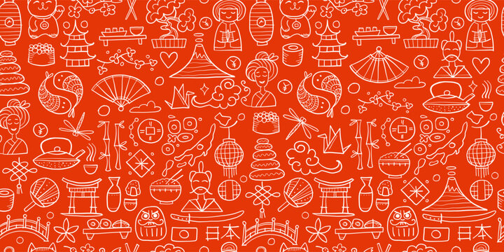 Japanese traditions and culture. Seamless Pattern for your design