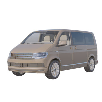 Realistic minivan on isolated transparency background
