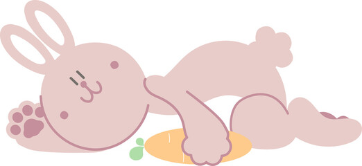 happy easter with bunny rabbit and carrot, flat png transparent element character design