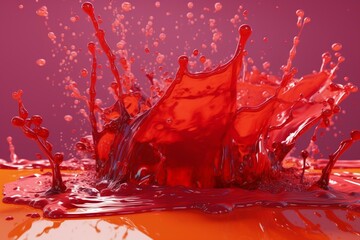 red liquid splashing on bright surface. Generative AI