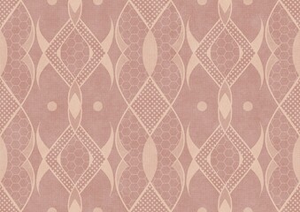 Hand-drawn abstract seamless ornament. Light semi transparent pale pink on a pale pink background. Paper texture. Digital artwork, A4. (pattern: p12b)