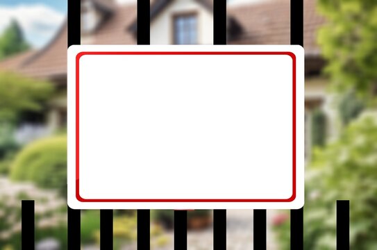 Beware of Dog alarm red Sign on Fence, AI generated image
