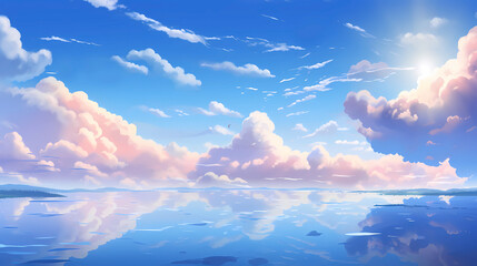 Hand drawn cartoon aesthetic beautiful sky illustration
