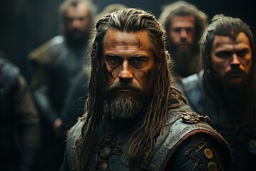 Obraz premium legendary Viking warriors, their longships, battles, and Norse mythology,Generated with AI