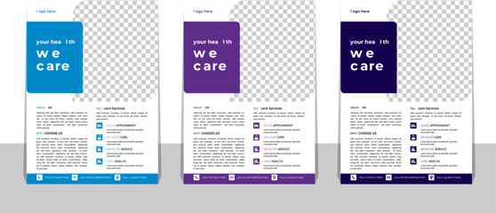Corporate healthcare and medical cover and back page a4 flyer design template for print