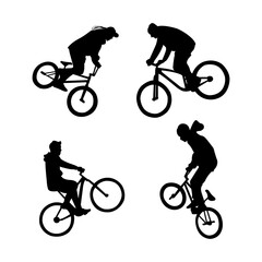 Silhouette of a cyclist male. vector illustration. Cycling silhouettes, set of vector cyclist. Cyclist silhouettes set.