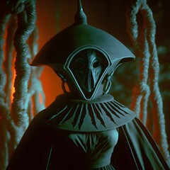 Flatwoods monster retro fantasy horror gothic science fiction cybernetic phantasmagoric cinematic DVD still of 1987 photography stable diffusion SuperResolution 32k 
