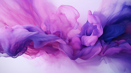 Beautiful abstraction of liquid paints in slow blending flow mixing together gently. - obrazy, fototapety, plakaty