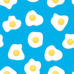 Seamless pattern with scrambled eggs on a blue background