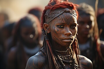 The Himba People of Namibia - Known for their ochre-covered bodies.Generated with AI
