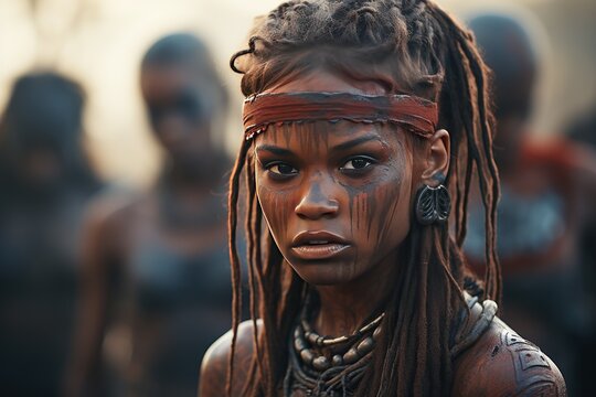 The Himba People of Namibia - Known for their ochre-covered bodies.Generated with AI