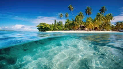 Fototapeta premium Tropical Paradise Island with Crystal Clear Waters