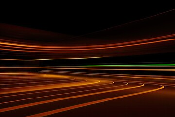 a black background with orange and yellow lines lightpainting, generative ai