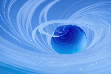 Swirling backdrop with space for text. Beautiful volute fluid surface vivid blue color, generative ai