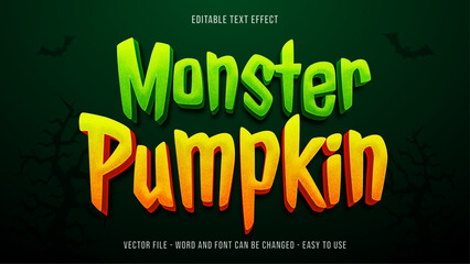Editable text effect halloween theme mock up, monster pumpkin text
