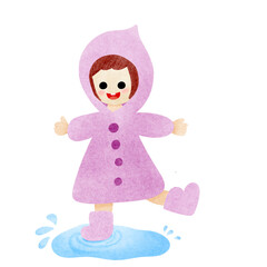 Girl playing in the rain