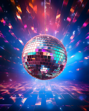 Colorful disco ball in the night - Event party design