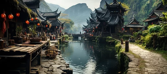 Printed kitchen splashbacks Guilin Yangshuo minority culture in China,Generated with AI