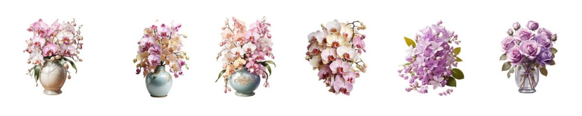 Naklejka premium Beautiful watercolor painting flower vase on white background.