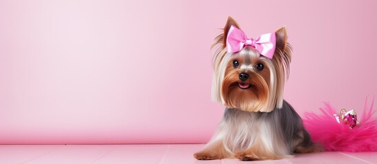 Adorable Yorkie at the salon
