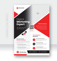 corporate business flyer, digital marketing agency flyer, Creative Professional red flyer template - obrazy, fototapety, plakaty