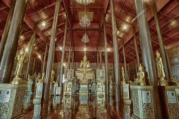 Museam of Wat Krathum Suea Pla(temple) ,Bangkok, Thailand. the principal body of a Buddha statue...