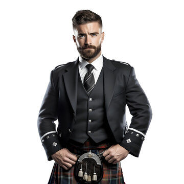man in scottish kilt for hogmanay