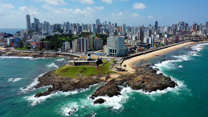 Tropical travel destinations at brazilian northeast. Salvador Bahia Brazil. Tropical travel...
