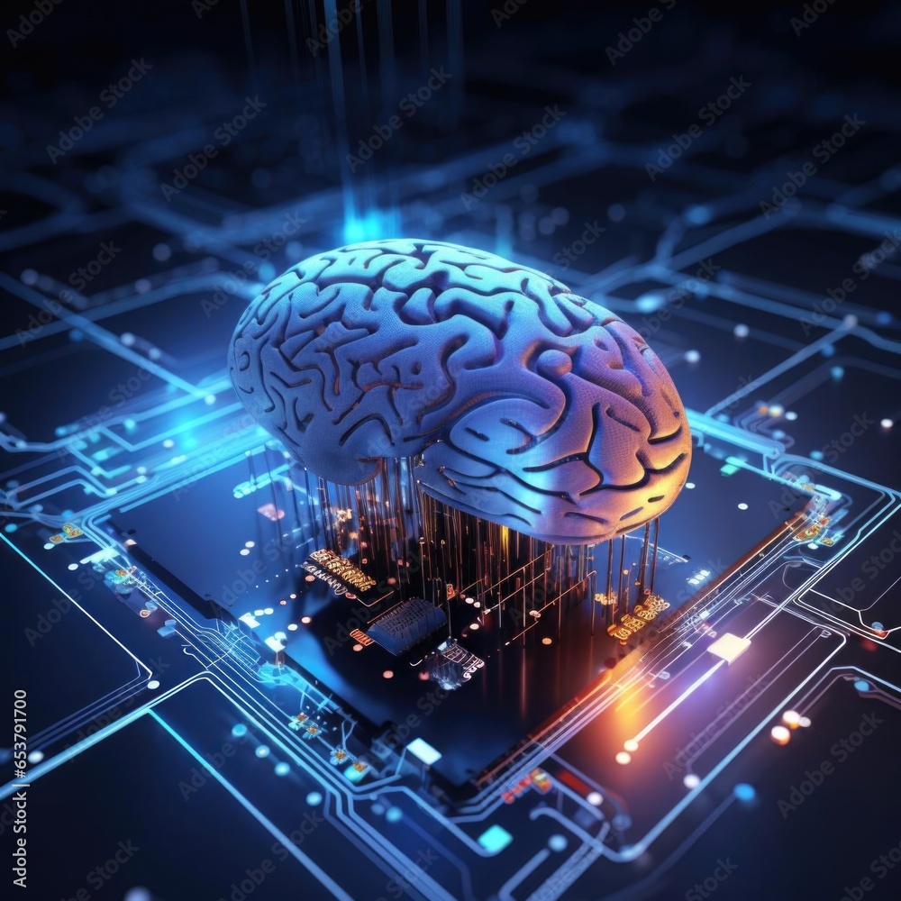Aufkleber artificial neural network. computer intelligence based on human brain nerve cells. modern design con