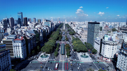Obelisk Square Downtown Buenos Aires Argentina. Panoramic landscape of touristic landmark downtown...