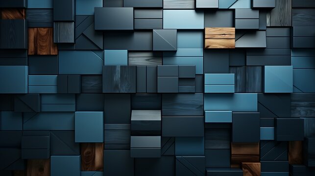 Fl&auml;che aus geometrischen Figuren der Farben blau, stahlblau und braun