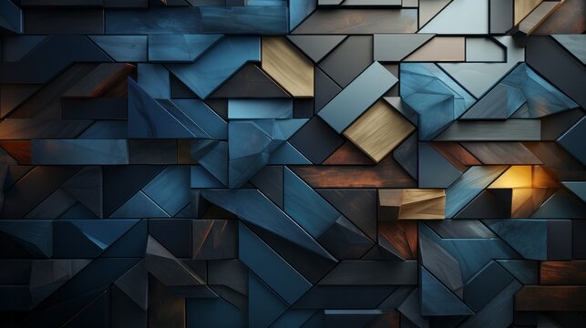 Fl&auml;che aus geometrischen Figuren der Farben blau, stahlblau und braun