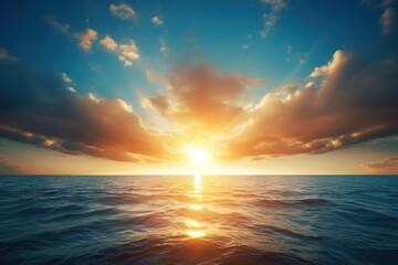 Obraz premium Oceanic landscape with an endless horizon sunset where the sky meets the sea