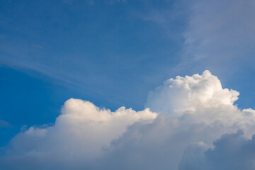 clouds and blue sunny sky,  white clouds over blue sky, Aerial view,  nature blue sky white cleat weather.