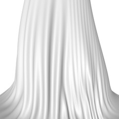 Hanging snow-white fabric with folds isolated on a transparent background in PNG format. 3B render. Suitable for Halloween design.