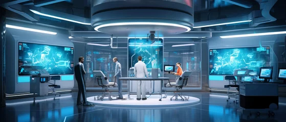 Fotobehang futuristic lab transforming hospital wards: the future of high tech healthcare. © Krisana